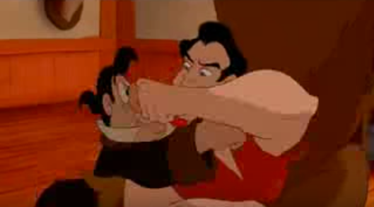 Gaston hitting lefou abusive